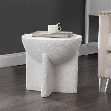 Brady 16.25" Minimalist Modern Drum Indoor/Outdoor Accent Table